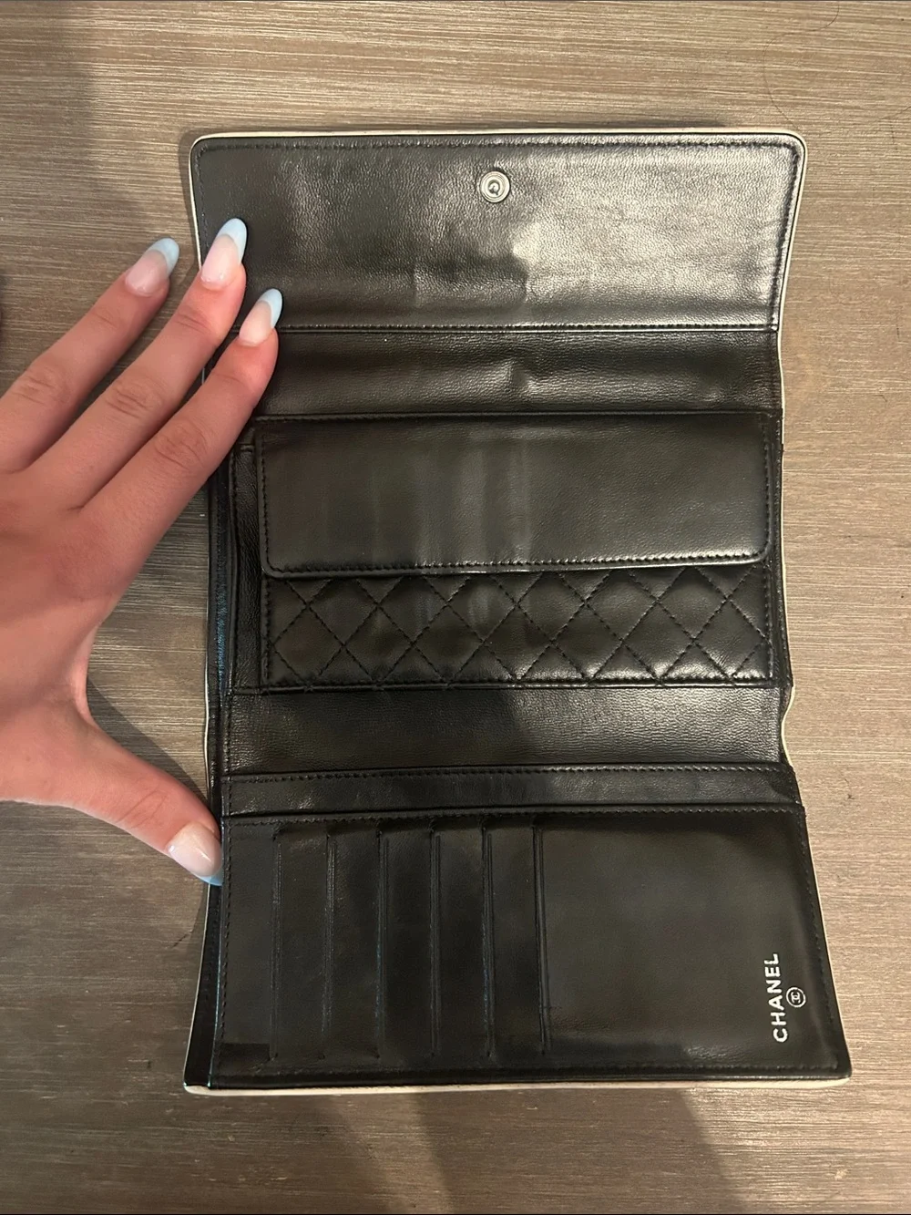 Chanel Long Wallet with East West Stitch and Piping